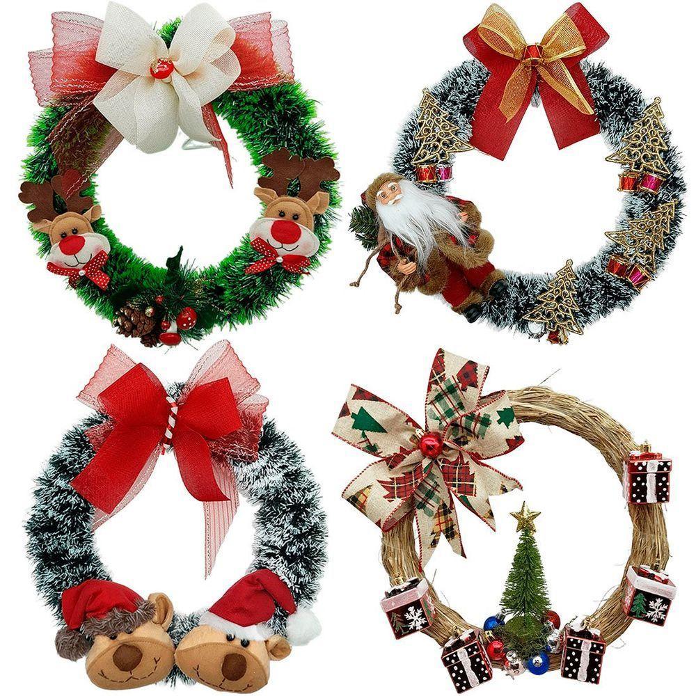 Guirlanda Natalina Decoração De Porta Noel Rena Urso De 35cm C - 4