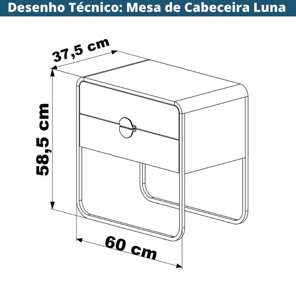 Mesa De Cabeceira Orgânica Luna Artesano 60 Cm (largura) Em Mdp Hanover Duas Gavetas Base Metal Dour - 6