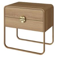 Mesa De Cabeceira Orgânica Luna Artesano 60 Cm (largura) Em Mdp Hanover Duas Gavetas Base Metal Dour - 1