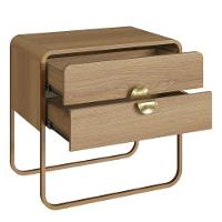 Mesa De Cabeceira Orgânica Luna Artesano 60 Cm (largura) Em Mdp Hanover Duas Gavetas Base Metal Dour - 2