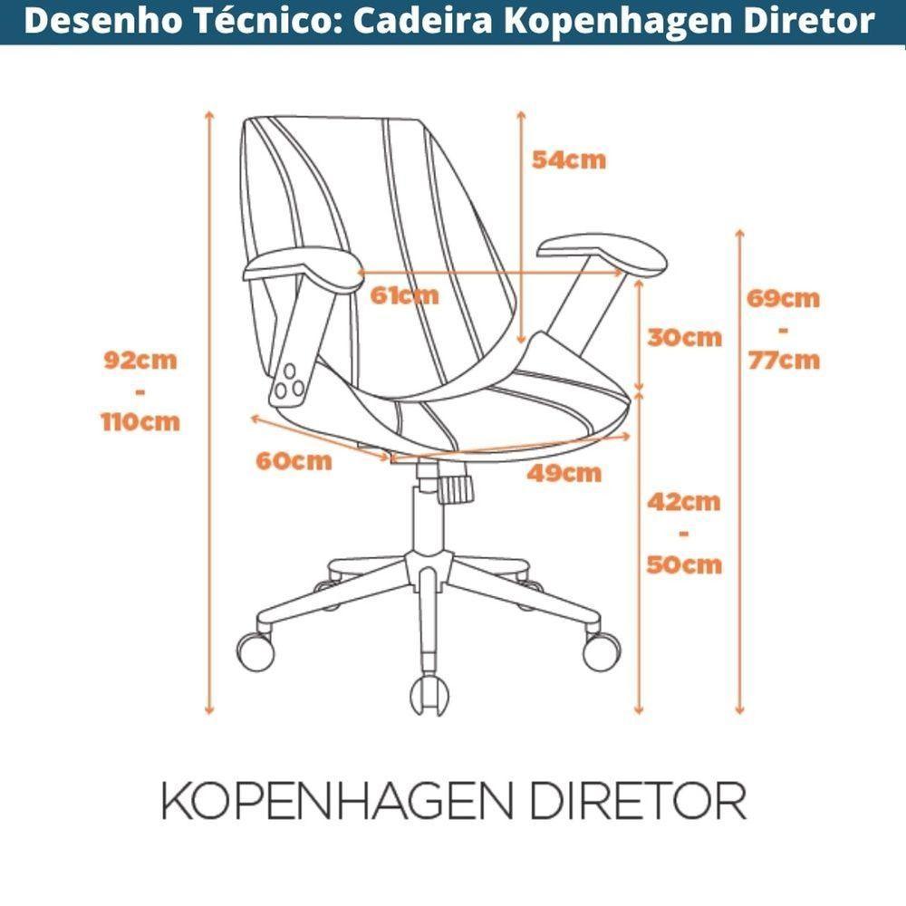 Cadeira Giratória Kopenhagen Diretor Lisboa Fratini Em Madeira Revestida Em Pu Caramelo Base Rodízio - 9