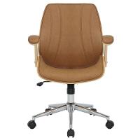 Cadeira Giratória Kopenhagen Diretor Lisboa Fratini Em Madeira Revestida Em Pu Caramelo Base Rodízio - 2