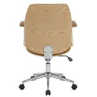 Cadeira Giratória Kopenhagen Diretor Lisboa Fratini Em Madeira Revestida Em Pu Caramelo Base Rodízio