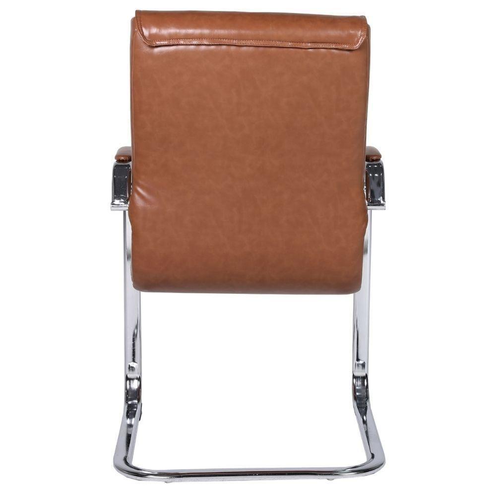 Cadeira De Escritório Locutor Austin Fratini Pu Caramelo Base Fixa Cromada - 4