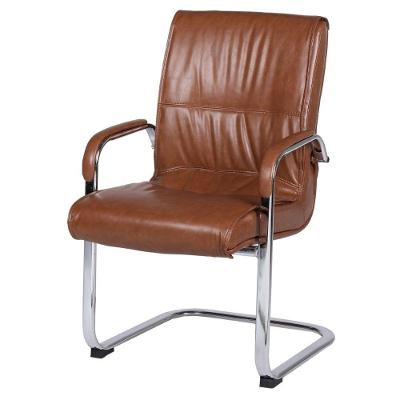 Cadeira De Escritório Locutor Austin Fratini Pu Caramelo Base Fixa Cromada