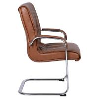 Cadeira De Escritório Locutor Austin Fratini Pu Caramelo Base Fixa Cromada - 3