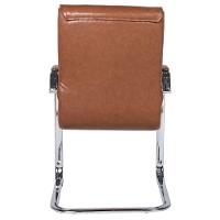 Cadeira De Escritório Locutor Austin Fratini Pu Caramelo Base Fixa Cromada