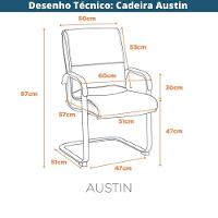 Cadeira De Escritório Locutor Austin Fratini Pu Caramelo Base Fixa Cromada - 7
