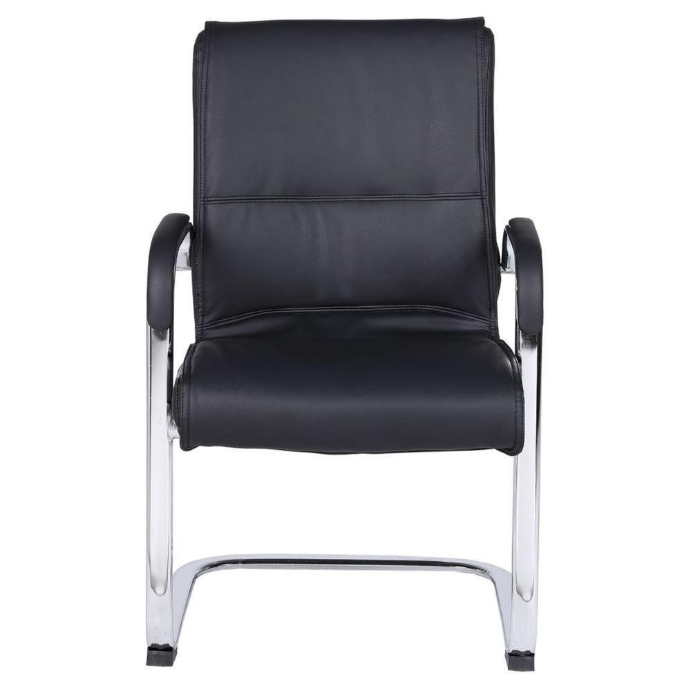 Cadeira De Escritório Locutor Austin Fratini Pu Preto Base Fixa Cromada - 2
