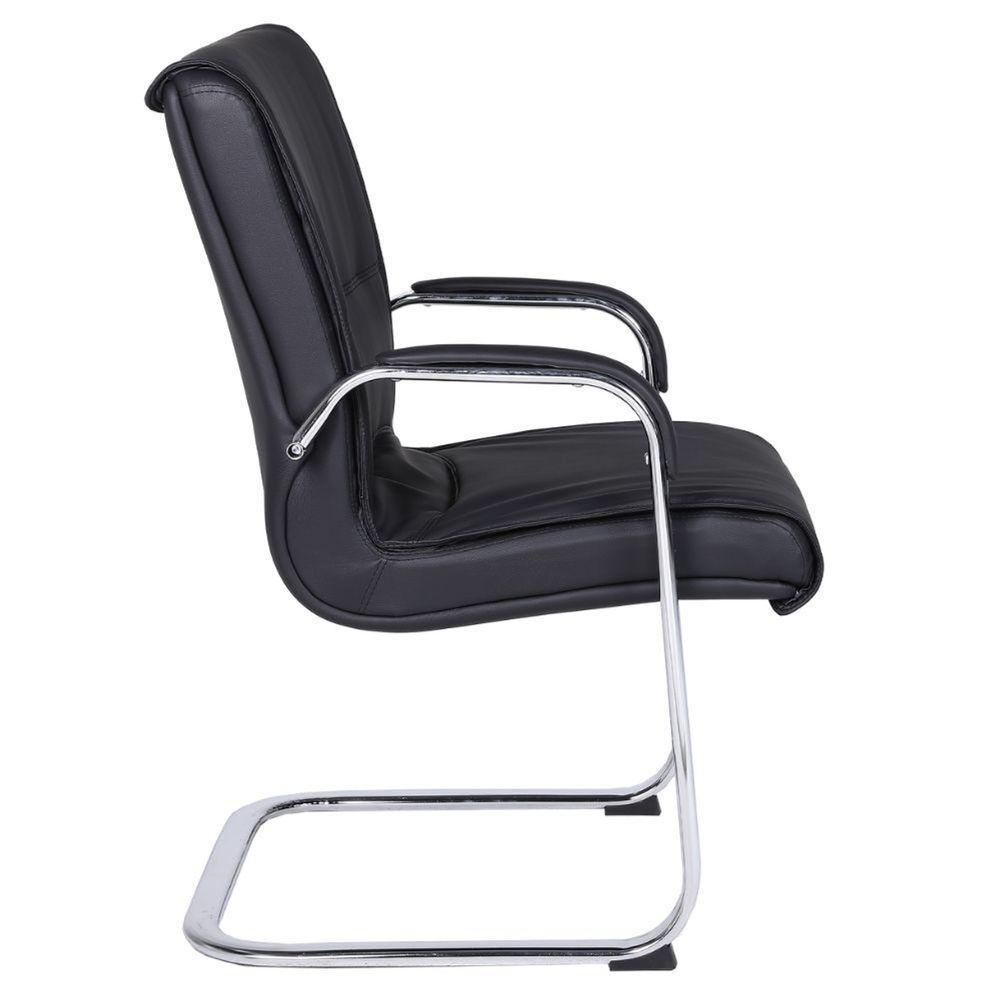 Cadeira De Escritório Locutor Austin Fratini Pu Preto Base Fixa Cromada - 3