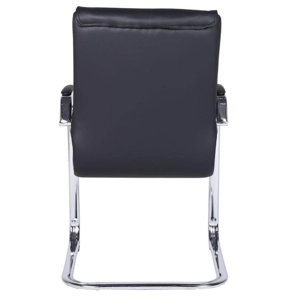 Cadeira De Escritório Locutor Austin Fratini Pu Preto Base Fixa Cromada - 4
