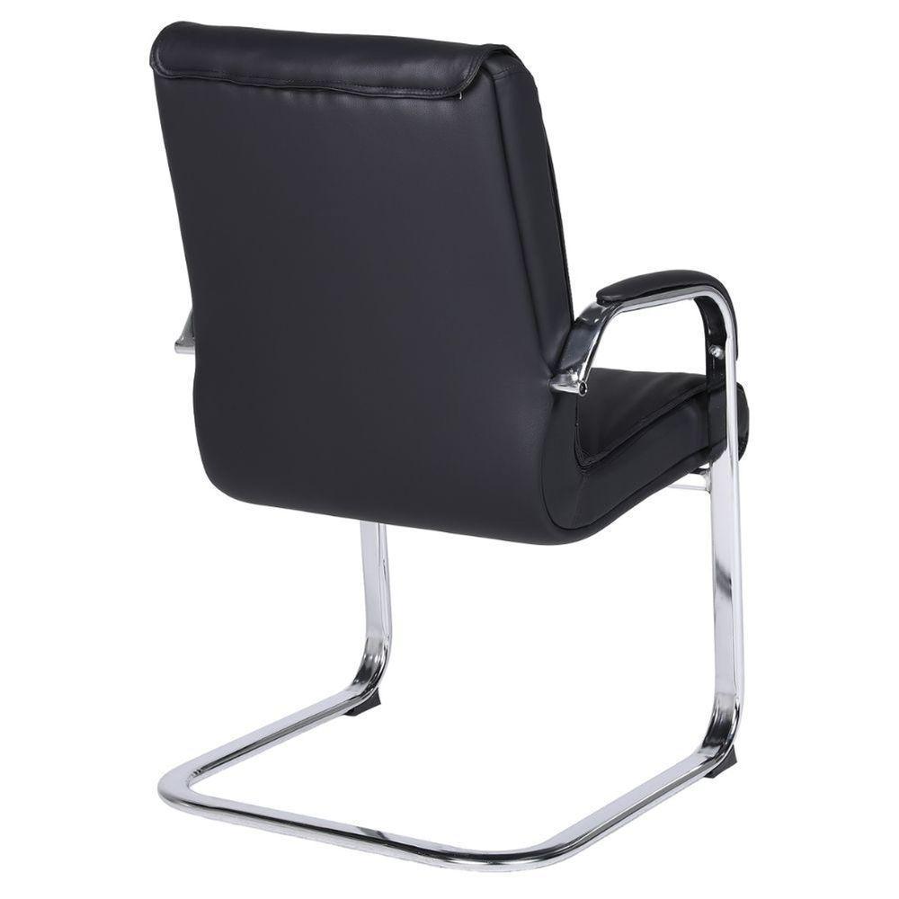 Cadeira De Escritório Locutor Austin Fratini Pu Preto Base Fixa Cromada - 5