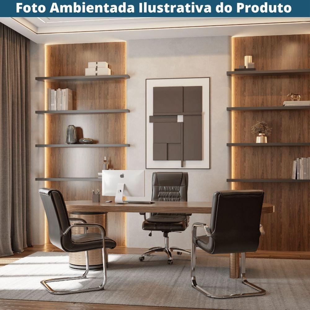 Cadeira De Escritório Locutor Austin Fratini Pu Preto Base Fixa Cromada - 6