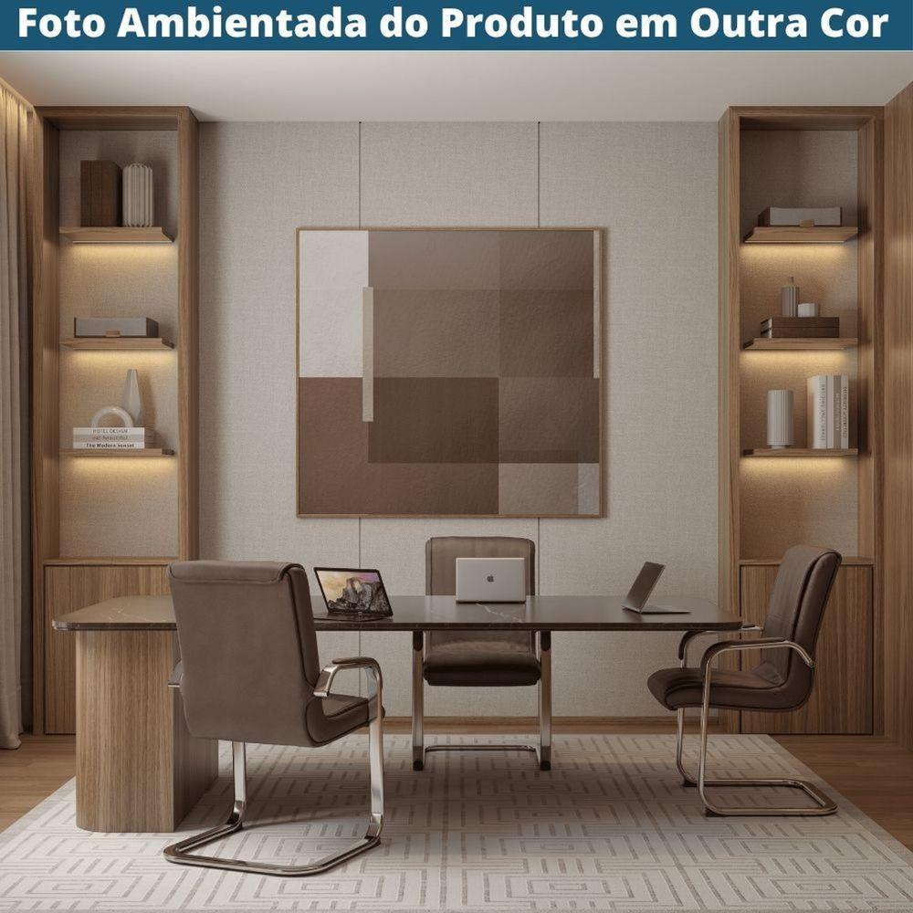 Cadeira De Escritório Locutor Austin Fratini Pu Preto Base Fixa Cromada - 8