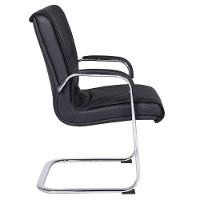 Cadeira De Escritório Locutor Austin Fratini Pu Preto Base Fixa Cromada - 3