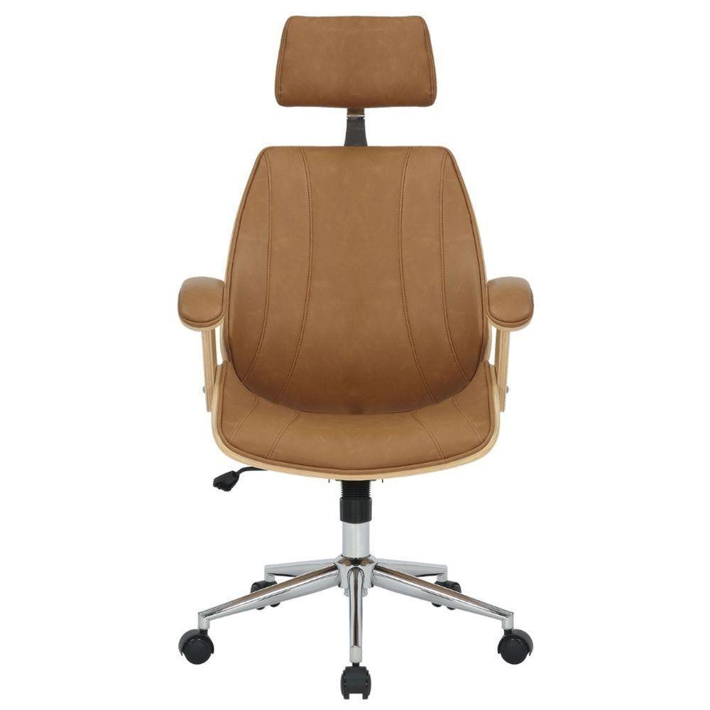 Cadeira Giratória Kopenhagen Presidente Lisboa Fratini Madeira Revest. Em Pu Caramelo Base Rodízio - 2