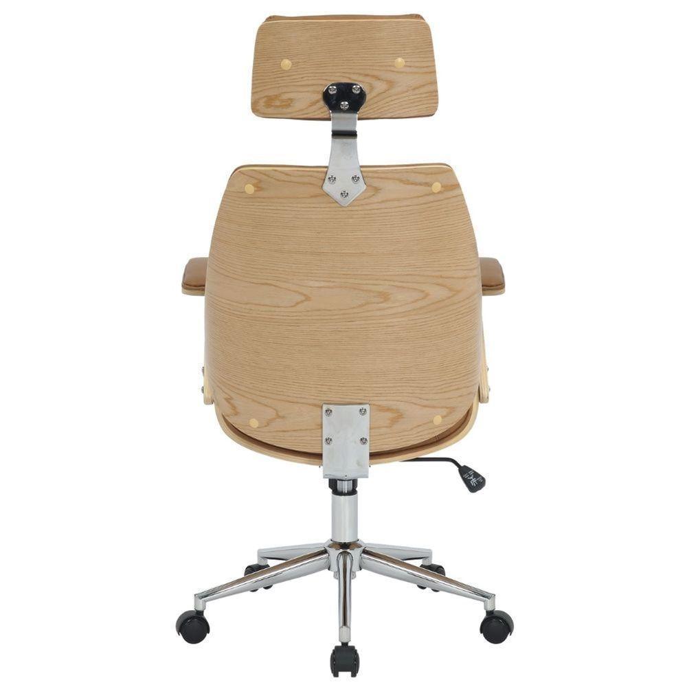 Cadeira Giratória Kopenhagen Presidente Lisboa Fratini Madeira Revest. Em Pu Caramelo Base Rodízio - 4