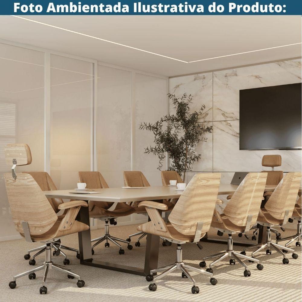 Cadeira Giratória Kopenhagen Presidente Lisboa Fratini Madeira Revest. Em Pu Caramelo Base Rodízio - 6