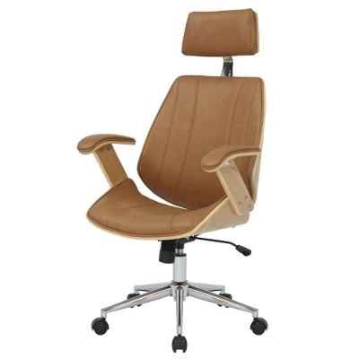 Cadeira Giratória Kopenhagen Presidente Lisboa Fratini Madeira Revest. Em Pu Caramelo Base Rodízio