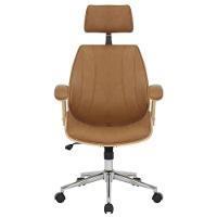 Cadeira Giratória Kopenhagen Presidente Lisboa Fratini Madeira Revest. Em Pu Caramelo Base Rodízio - 2