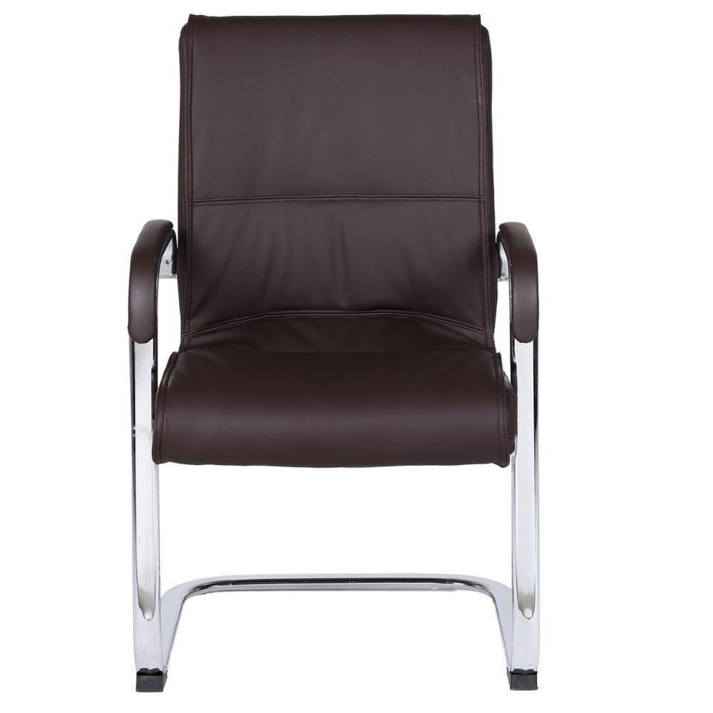 Cadeira De Escritório Locutor Austin Fratini Pu Marrom Base Fixa Cromada - 2