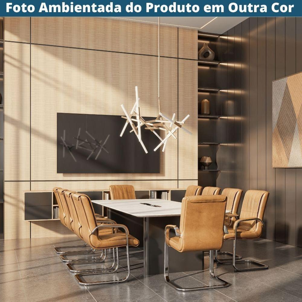 Cadeira De Escritório Locutor Austin Fratini Pu Marrom Base Fixa Cromada - 7