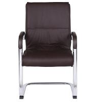 Cadeira De Escritório Locutor Austin Fratini Pu Marrom Base Fixa Cromada - 2