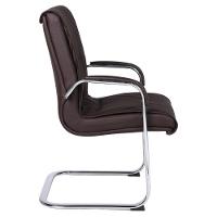 Cadeira De Escritório Locutor Austin Fratini Pu Marrom Base Fixa Cromada - 3