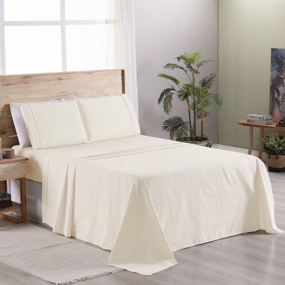 Jogo De Cama Premier King 03 Peças Hipercal 200 Fios 80% Algodão, 20% Poliéster - Palha - 1