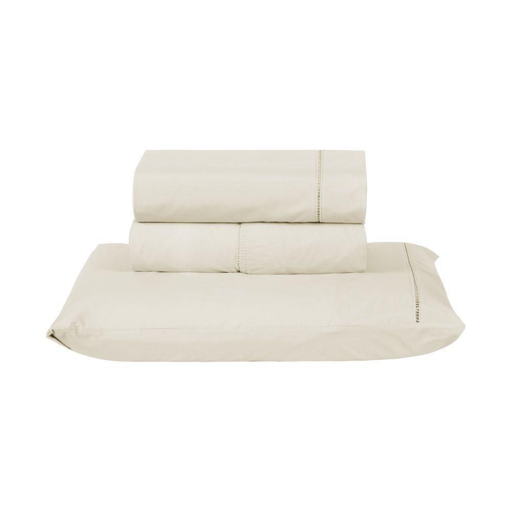 Jogo De Cama Premier Solteiro 03 Peças Hipercal 200 Fios 80% Algodão, 20% Poliéster - Palha - 1