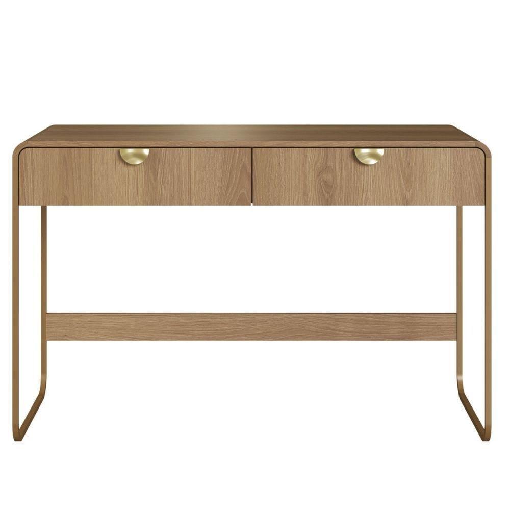 Escrivaninha Orgânica Luna Artesano 125 Cm (larg) Em Mdp Hanover Duas Gavetas Base Metal Dourado - 2