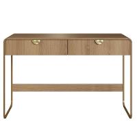 Escrivaninha Orgânica Luna Artesano 125 Cm (larg) Em Mdp Hanover Duas Gavetas Base Metal Dourado - 2