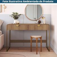 Escrivaninha Orgânica Luna Artesano 125 Cm (larg) Em Mdp Hanover Duas Gavetas Base Metal Dourado - 5
