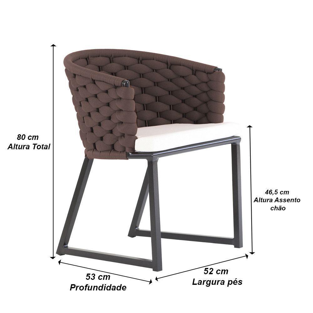 Kit 6 Cadeira Bali Alumínio Em Tricô Náutico E Mesa Trama Marrom - 4