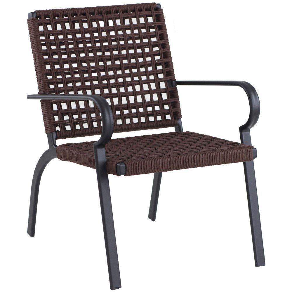 Kit 4 Cadeiras Corda Náutica E Mesa Tampo Ripado Varanda Marrom - 3