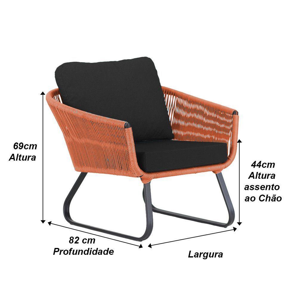 Conjunto Sofá E Poltronas Corda Alumínio Para área Terra Cota - 5