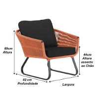 Conjunto Sofá E Poltronas Corda Alumínio Para área Terra Cota - 5