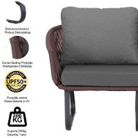 Conjunto Sofá E Poltronas Corda Alumínio Para área Marrom