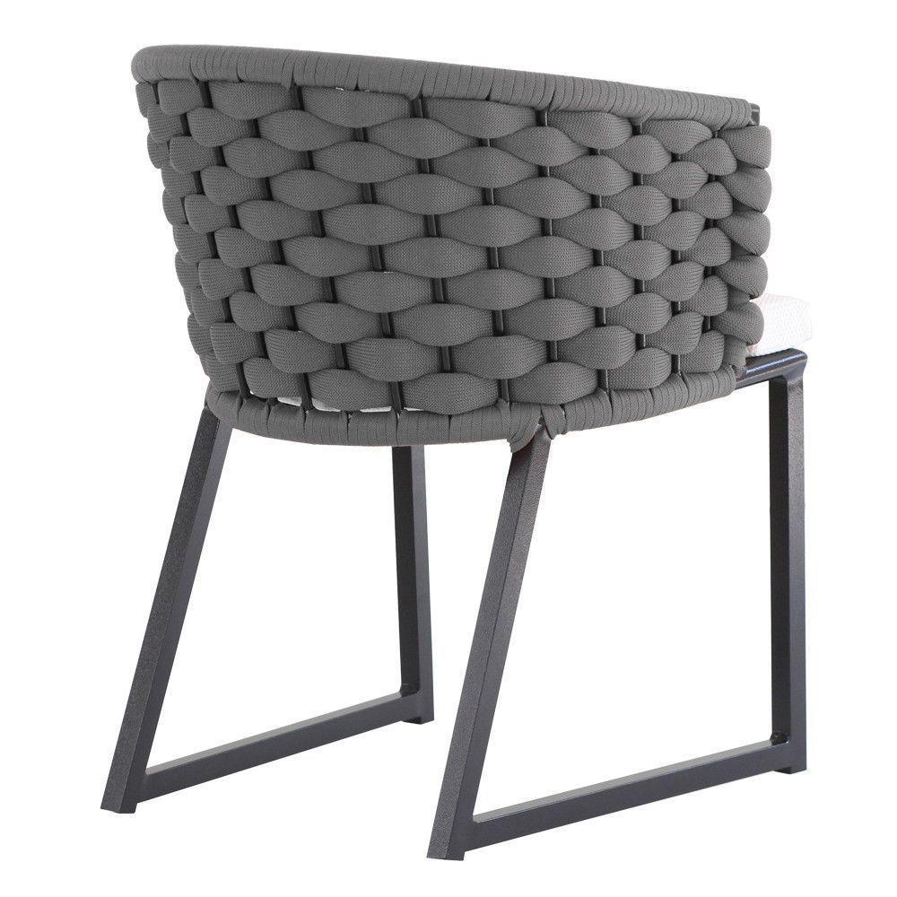 Kit 6 Cadeira Bali Alumínio Em Tricô Náutico E Mesa Trama Prata - 3