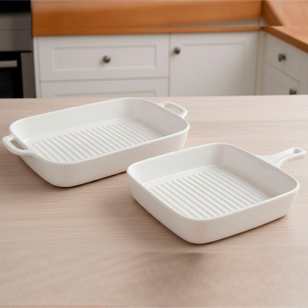 Travessas Assadeiras Petisqueiras Cerâmica Servir Kit 2pçs - 1