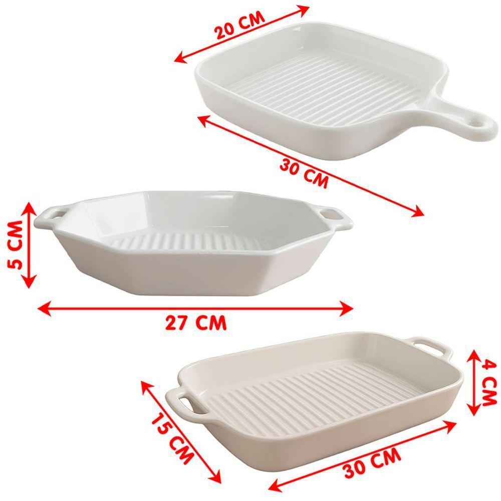 Travessas Assadeira Petisqueira Restaurante Servir Jogo 3pçs - 4