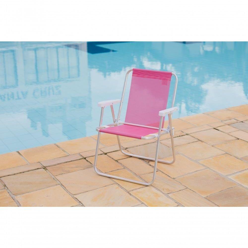 Cadeira De Praia Alta Sannet Em Alumínio Cores Variadas Mor rosa Rosa - 2