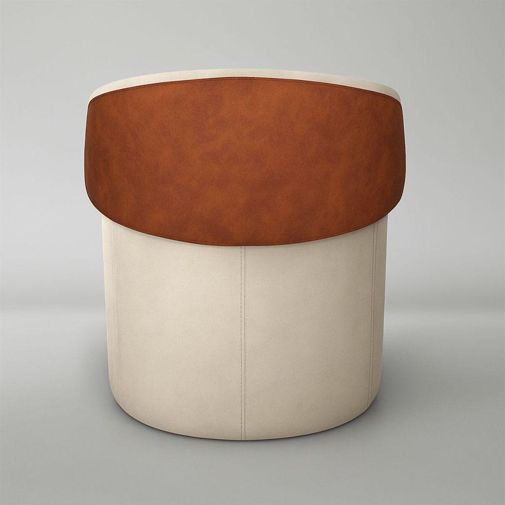 Puff Encosto Corino Redondo Suede Sala Penteadeira Quarto Cor:capuccino - 8