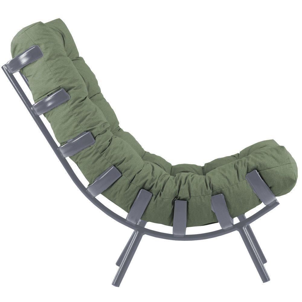 Kit Poltrona Costela + Puff Almofada Decorativo Alumínio Cinza - 3