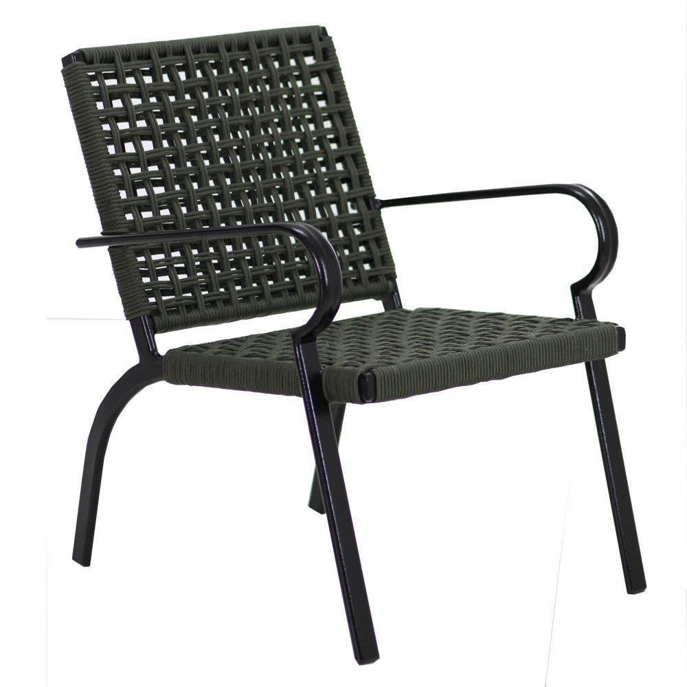 Kit 4 Cadeiras Corda Náutica E Mesa Tampo Ripado Varanda Verde Musgo - 2