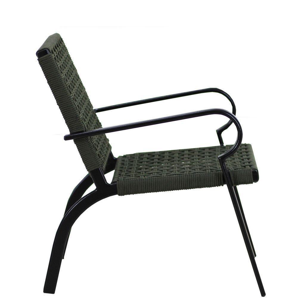 Kit 4 Cadeiras Corda Náutica E Mesa Tampo Ripado Varanda Verde Musgo - 3