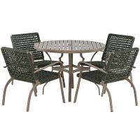 Kit 4 Cadeiras Corda Náutica E Mesa Tampo Ripado Varanda Verde Musgo - 1