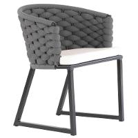 Kit 4 Cadeira Bali Alumínio Em Tricô Náutico E Mesa Trama Prata - 2