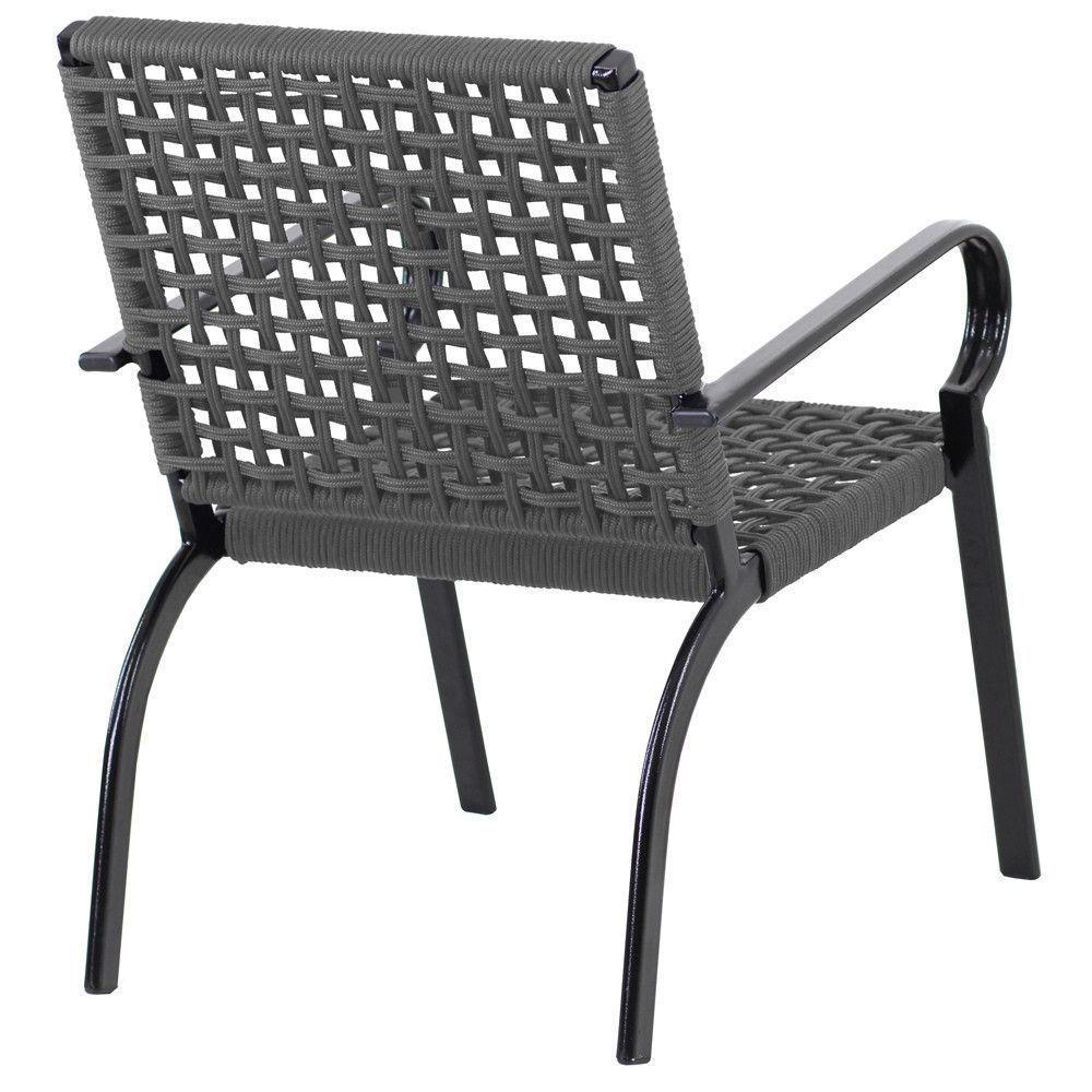 Kit 4 Cadeiras Corda Náutica E Mesa Tampo Ripado Varanda Cinza - 2