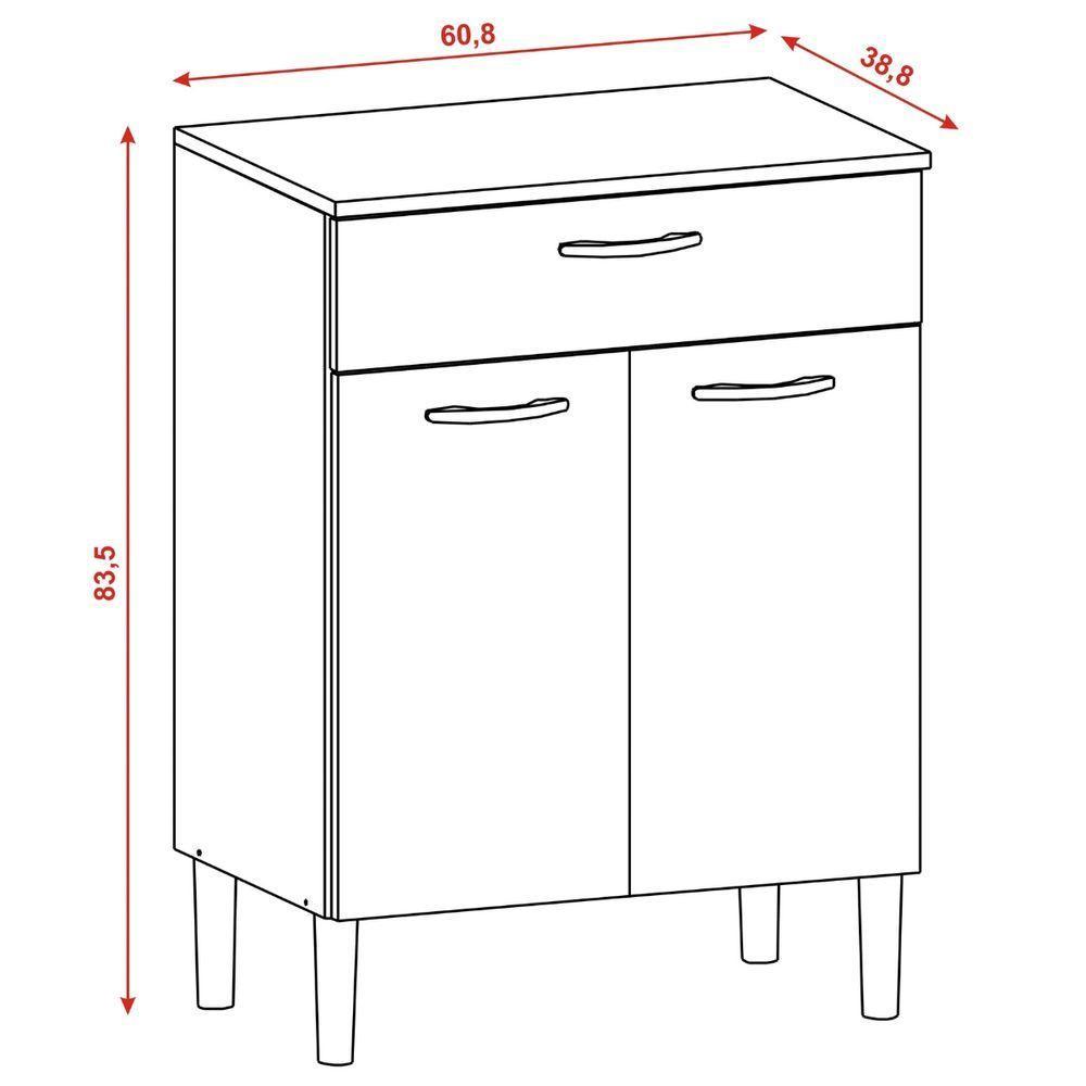 Balcão Multiuso Para Cozinha Diamante 2 Portas Branco Kit's Paraná - 2